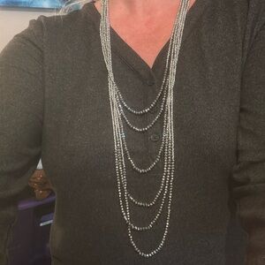 6 tiers sparkling beaded necklace